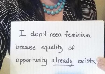 A photo from the Women Against Feminism tumbler. I removed the woman's face out of respect.